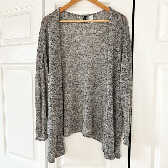 H&M Divided Open Front Cardigan Gray Marled Knit Lightweight Sweater EUC Small - Picture 2 of 5